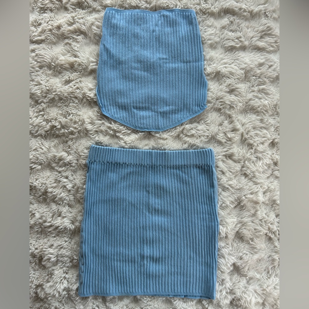 Rib Knit Mini Skirt Matching Set